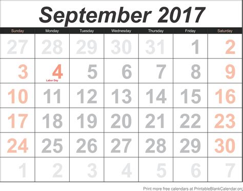 Calendar 2017 September